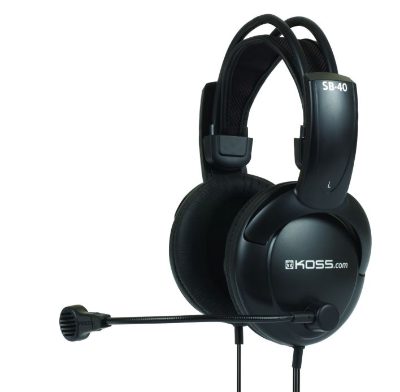 Headphones, SB40, Wired, On-Ear, Microphone, Black
