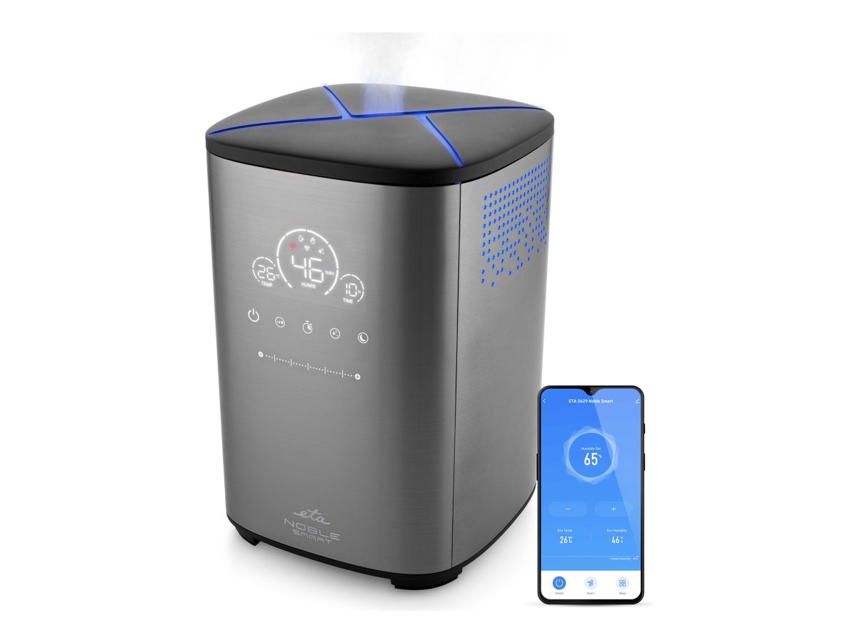 ETA Humidifier, Noble Smart 5629 90000, 110 W, Water tank capacity 4 L, Suitable for rooms up to 50 m², Ultrasonic, Grey, Humidification capacity 500 ml/hr