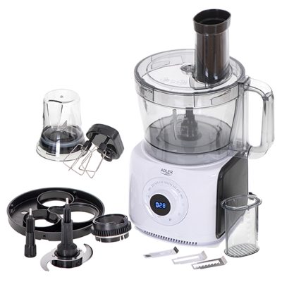 LCD Food Processor 12in1, AD 4224, 1000 W, Number of speeds 7, Bowl capacity 3.5 L, Ice crushing, White/Black