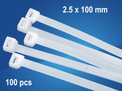 Cable tie set 100 pcs in polybag,  length: 100 x 2.5mm