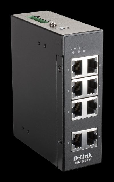 Industrial Fast Ethernet Switch, DIS-100E-8W, Unmanaged, Wall mountable, 60 month(s)