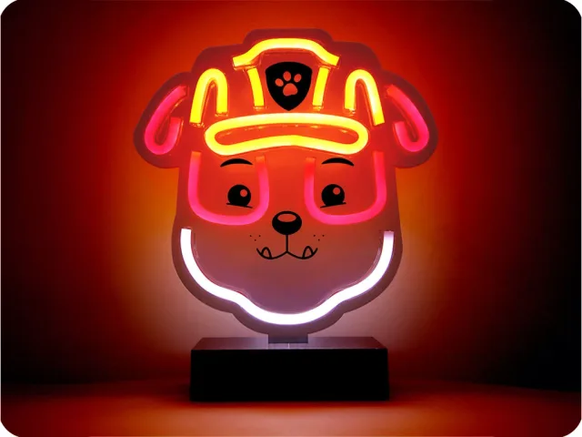 PAW PATROL Led neona lampa uz statīva bērniem, Ķepu patruļa-Rubble