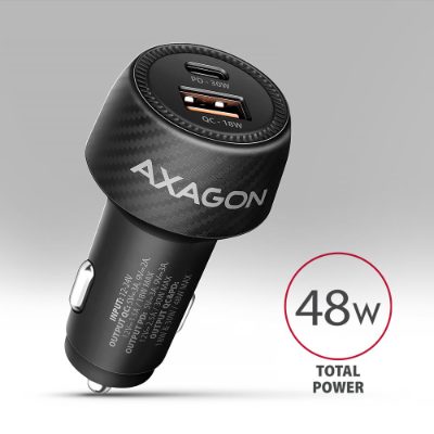 AXAGON Car charger 48W, USB-A + USB-C, PD3.0/PPS/QC4+/SFC, PWC-PQ48