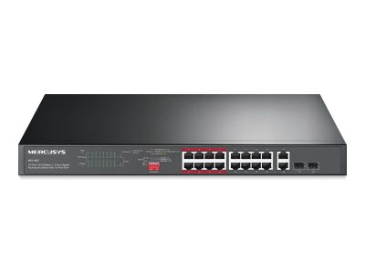 Mercusys MS118CP 16-Port 10/100Mbps + 2-Port Gigabit Rackmount Switch with 16-Port PoE+, Mercusys