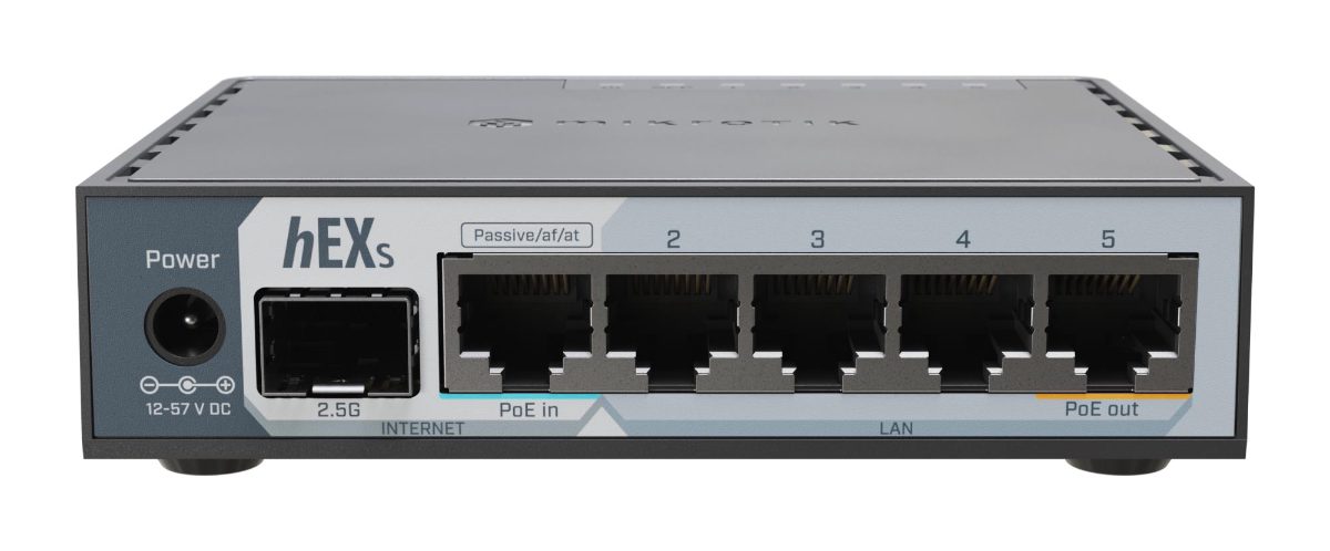 hEX S (2025), 10/100/1000 Mbit/s, Ethernet LAN (RJ-45) ports 5, Mesh Support No, MU-MiMO No, No mobile broadband