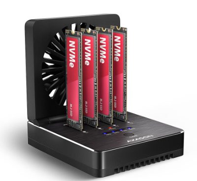 AXAGON ADSA-M2C44 USB4 docking station for 4x M.2 NVMe SSDs with disk cloning function without a PC