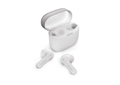 PHILIPS in-ear true bezvadu austiņas ar portatīvo uzlādes ietvaru, baltas