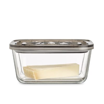 Glass Vacuum Container with Plastic Lid, VacuBoxx Eco L, Transparent