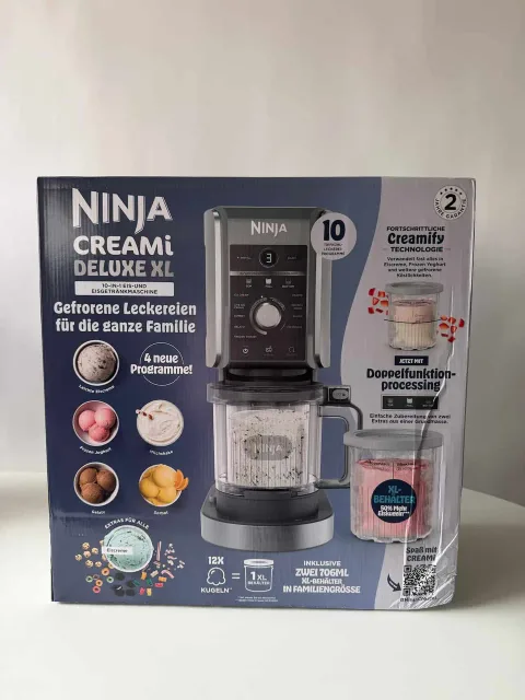 Prece ar Bojātu iepakojumu-Ninja CREAMi Deluxe saldējuma mašīna, 10in1, melns/sudraba