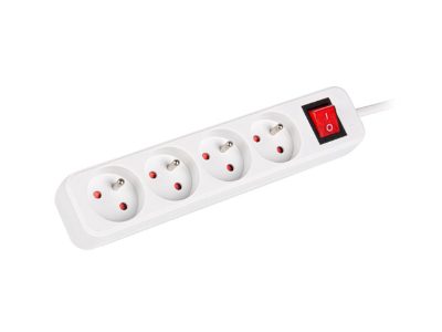 Lanberg Cable Power Strip, 4X French Outlets with Switch, Quality-Grade Copper, 1.5 m, PS1-04E-0150-W