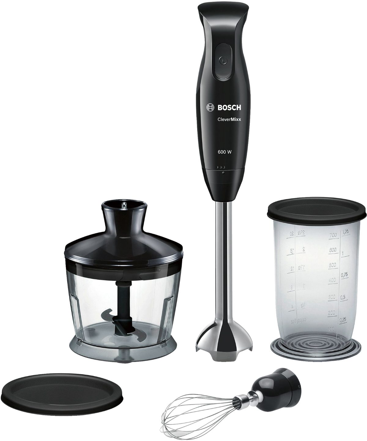 Blender, CleverMixx MSM2650B, Hand Blender, 600 W, Number of speeds 12, Chopper, Mini chopper, Black