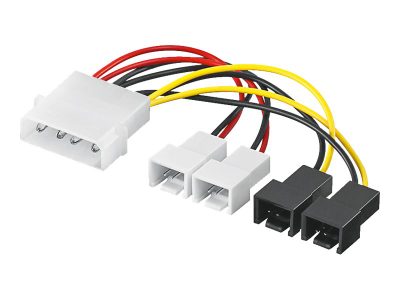 Power cable/adapter for PC fans; 5.25 inch male to fan 2x 12 V/2x 5 V