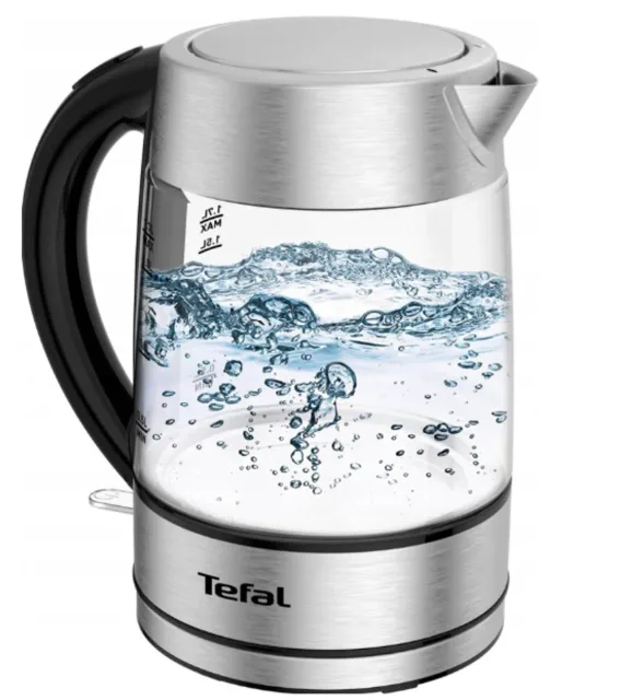 TEFAL | Kettle | KI772D | Electric | 2400 W | 1.7 L | Glass | 360° rotational base | Black/Stainless Steel
