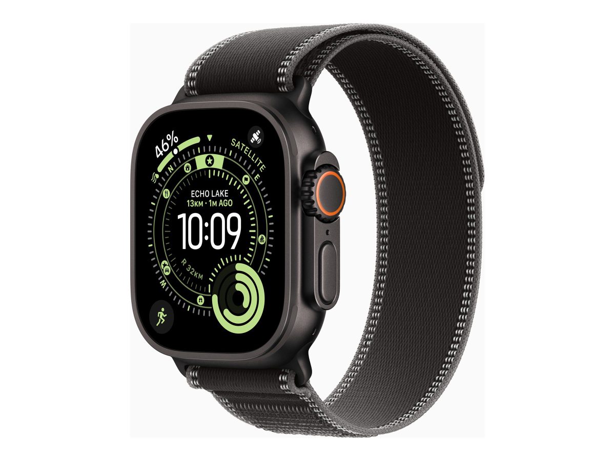 Apple Watch Ultra 3 GPS + Cellular 49mm Black Titanium Case with Black/Charcoal Trail Loop - S/M, Apple