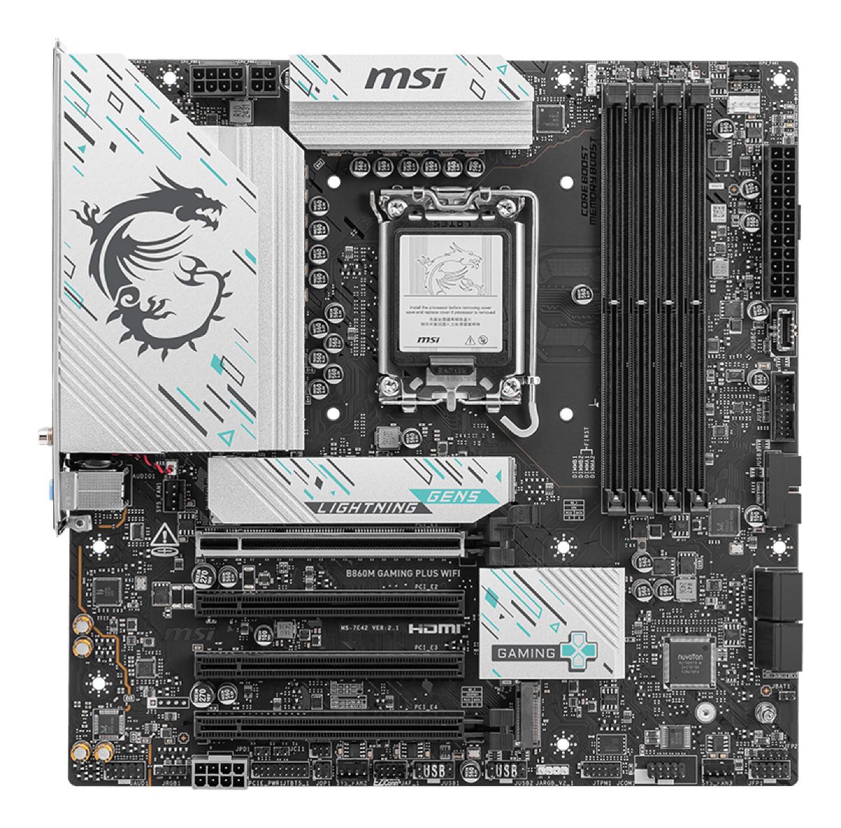 MSI B860M GAMING PLUS WIFI, Processor family Intel, Processor socket LGA1851, DDR5, Supported hard disk drive interfaces SATA, M.2, Number of SATA connectors 4