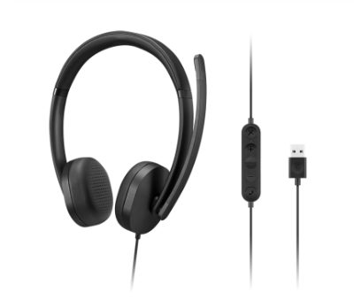 Lenovo Headset, USB-A Stereo Gen 2, Built-in microphone, Wired, Black