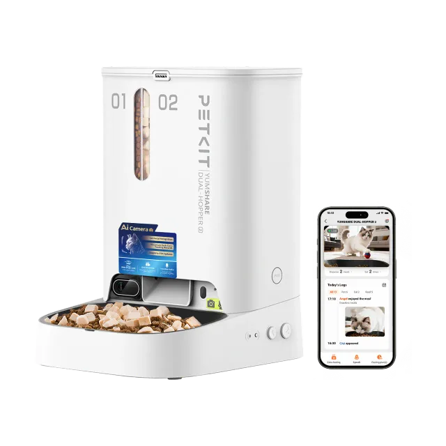 PETKIT YumShare Dual-hopper 2 Automatic Feeder with Camera | Capacity 5 L | Material ABS, 304 stainless steel | White