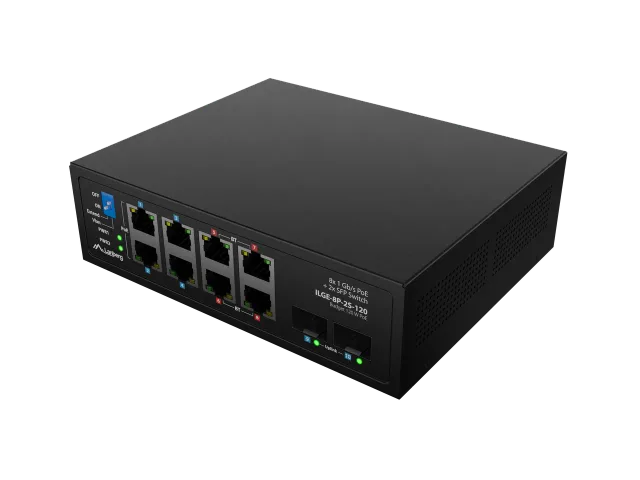 Lanberg Switch PoE 4xBT 4xAT 4xSFP Din Unmanagment Gigabit Ethernet | ILGE-8P-2S-120 | Unmanaged | Din rail