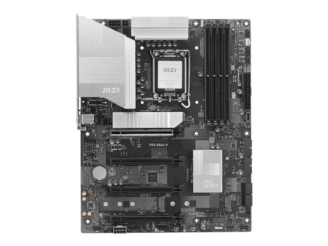 SALE OUT. MSI PRO B860-P | Processor family Intel | Processor socket LGA1851 | DDR5 | Memory slots 2 | Supported hard disk drive interfaces SATA, M.2 | Number of SATA connectors 4 | Chipset AMD A | Micro ATX | USED, REFURBISHED, WITHOUT ACCESSORIES, ONLY BACKPANEL INCLUDED