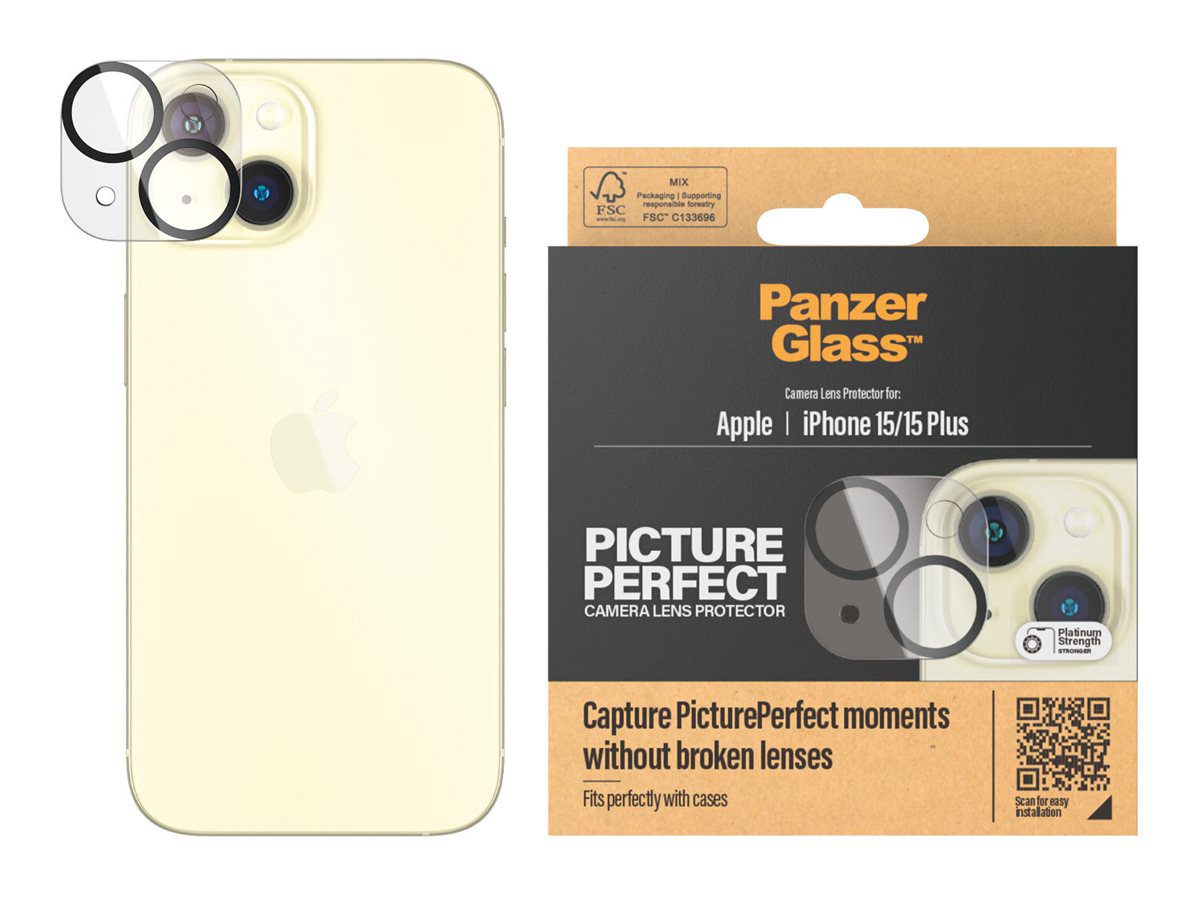 PanzerGlass PicturePerfect Camera Lens Protector iPhone 2023 6.1, 6.7, PanzerGlass, 1136, Apple, Apple iPhone 15, 15 Plus, Glass, Black/Transparent, Lens protector - glass