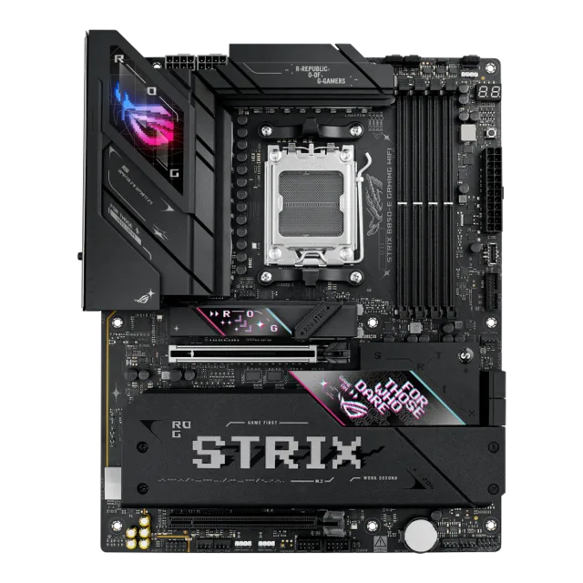 Asus ROG STRIX B850-E GAMING WIFI | Processor family AMD | Processor socket AM5 | DDR5 | Supported hard disk drive interfaces SATA, M.2 | Number of SATA connectors 4