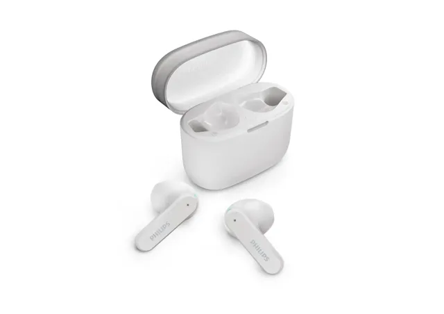 PHILIPS in-ear true bezvadu austiņas ar portatīvo uzlādes ietvaru, baltas