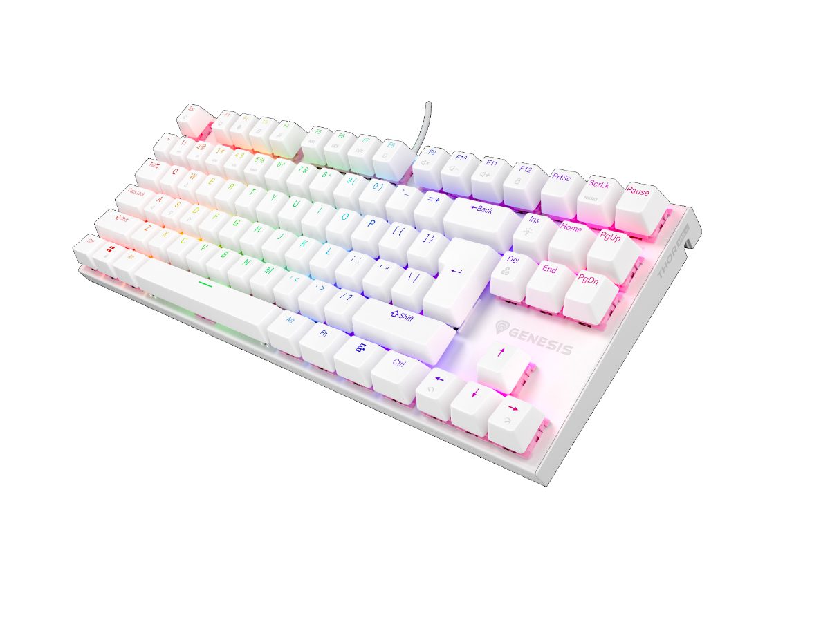 THOR 303, Mechanical Gaming Keyboard, Wired, US, Outemu Peach Silent, White