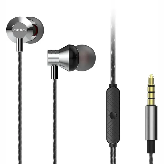 AIWA In-Ear stereo austiņas ar mikrofonu, pelēkas