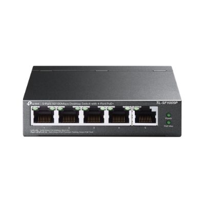 Switch, TL-SF1005P, Unmanaged, Desktop, 10/100 Mbps (RJ-45) ports quantity 5, Power over Ethernet (PoE) ports quantity 4, Power supply type External, 36 month(s)
