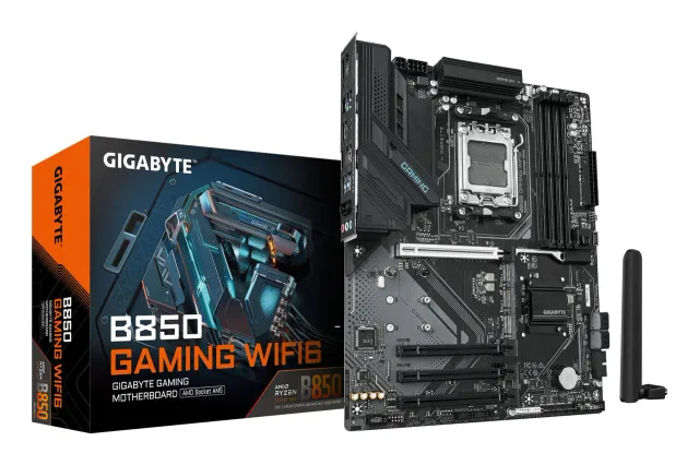 Mainboard|GIGABYTE|AMD B850|SAM5|ATX|Memory DDR5|Memory slots 4|4xPCI-Express 16x|3xM.2|1xHDMI|1xDisplayPort|1xAudio-In|1xAudio-Out|1xMicrophone|4xUSB 2.0|4xUSB 3.2|1xUSB-C|1xPS/2|1xRJ45|B850GAMINGWF6