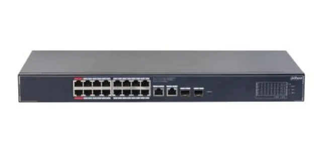 Switch|DAHUA|DH-SG4020LP|Switch layer L2|16xRJ-45 ports|RJ-45 Ports Type Gigabit Ethernet (10/100/1000)|2xGigabit Ethernet (copper) ports quantity|2xSFP module slots quantity|16xPower over Ethernet (PoE) ports quantity|Total Power over Ethernet (PoE) budget 190 W|SG4020LP