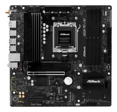 Mainboard, ASROCK, 1xPCI-Express 4.0 4x, 1xPCI-Express 5.0 16x, 1xM.2, 1xHDMI, 1xDisplayPort, 1xAudio-In, 1xAudio-Out, 1xMicrophone, 4xUSB 2.0, 3xUSB 3.2, 1xUSB-C, 1xRJ45, B850MPRO-AWIFI