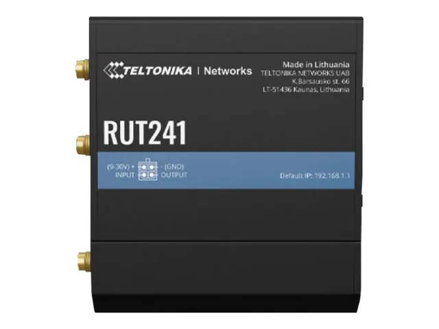 Teltonika | LTE Router | RUT241 | 802.11n | 10/100 Mbit/s | Ethernet LAN (RJ-45) ports 1 | Mesh Support No | MU-MiMO No | 2G/3G/4G | Antenna type 2 x SMA for LTE, 1 x RP-SMA for WiFi