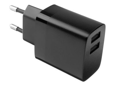 Dual USB Travel Charger 17W and USB/USB-C Cable, FIXC17N-2UC-BK