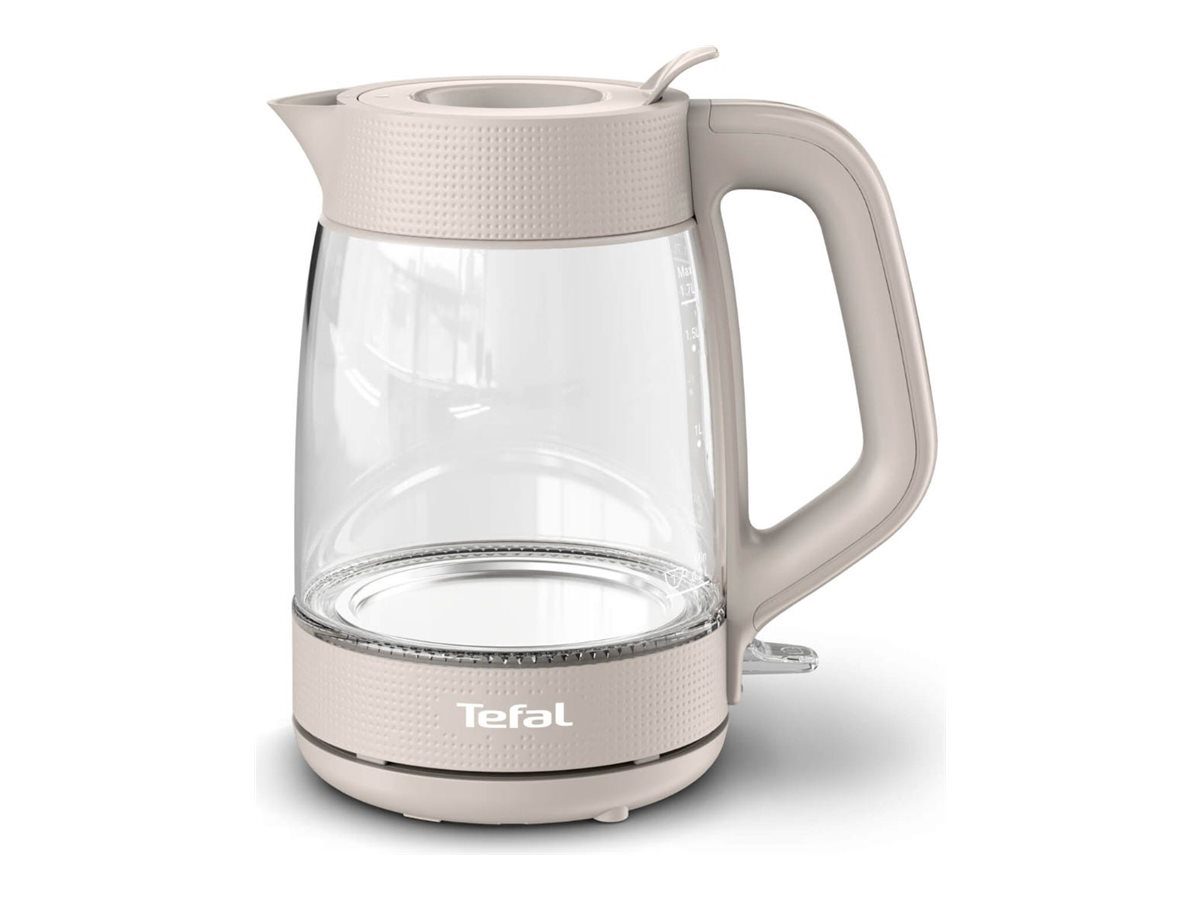 TEFAL Kettle, KO2G0BE0, 2000 W, Electric, 1.7 L, Glass, 360° rotational base, Grey/Transparent