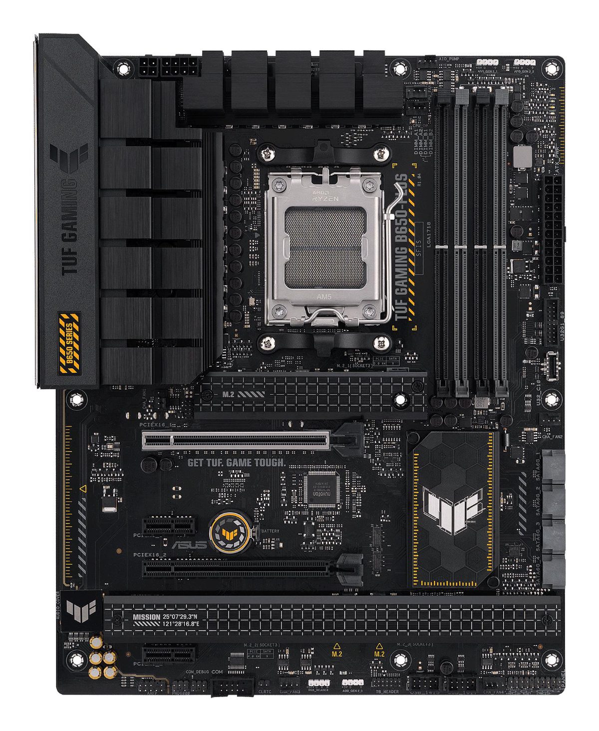 TUF Gaming B650-Plus - motherboard - ATX, Processor family AMD B650, Processor socket 1 x Socket AM5, 4 DIMM slots - DDR5, non-ECC, ECC, on-die ECC, unbuffered, Memory slots 4, Supported hard disk drive interfaces SATA-600 (RAID), 3 x M.2, Number of SATA connectors 4