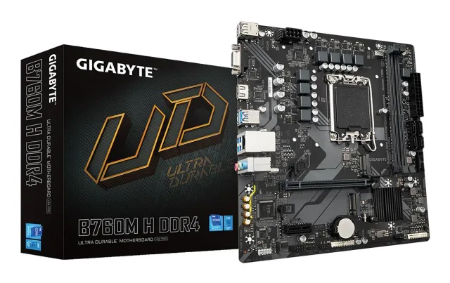 Mainboard|GIGABYTE|Intel B760 Express|LGA1700|Micro-ATX|Memory DDR4|Memory slots 2|1xPCI-Express 3.0 1x|1xPCI-Express 4.0 16x|2xM.2|1x15pin D-sub|1xHDMI|1xAudio-In|1xAudio-Out|1xMicrophone|2xUSB 2.0|4xUSB 3.2|1xRJ45|B760MHDDR4