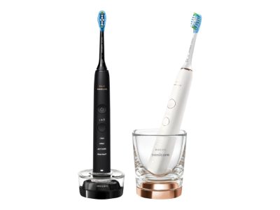Philips hbrushes, 2-pack, HX9914/57 Sonicare DiamondClean 9000, Rechargeable, For adults, Number of brush heads included 2, Number of teeth brushing modes 4, Black/White