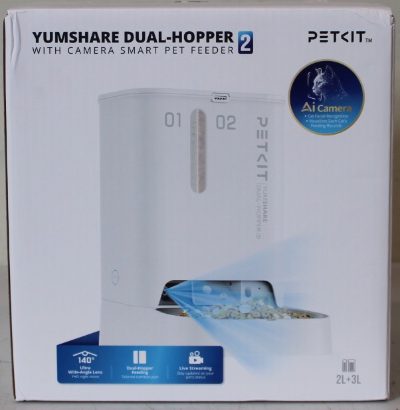 Petkit P591 2 (D4SH-2) YumShare Dual-Hopper 2 Feeder with camera, PETKIT YumShare Dual-hopper 2 Automatic Feeder with Camera, Capacity 5 L, Material ABS, 304 stainless steel, White, DAMAGED PACKAGING, DEMO, DIRTY, 24 month(s)