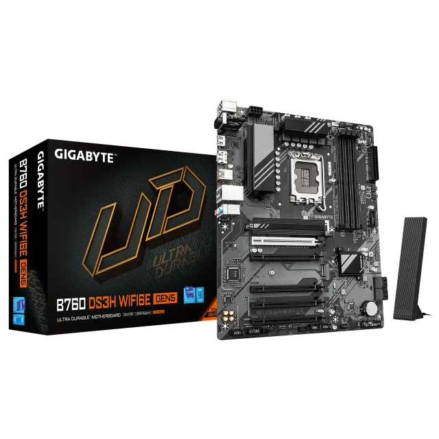 Gigabyte B760 DS3H WF6E GEN5 | Processor family Intel | Processor socket LGA1700 | DDR5 | Supported hard disk drive interfaces M.2, SATA | Number of SATA connectors 4