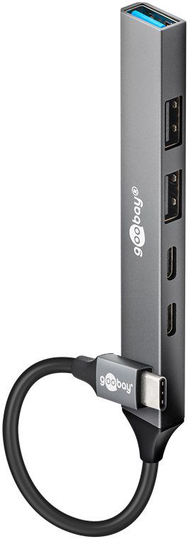 Goobay Slim 5-Port USB Hub, USB-C to USB-C/USB-A, 5 Gbit/s, 74460