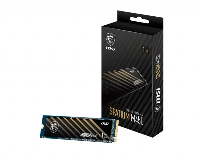 SSD|MSI|SPATIUM M450|1TB|M.2|PCIe Gen4|NVMe|3D NAND|Write speed 2400 MBytes/sec|Read speed 3400 MBytes/sec|2.15mm|TBW 350 TB|MTBF 1500000 hours|S78-440L0M0-P83