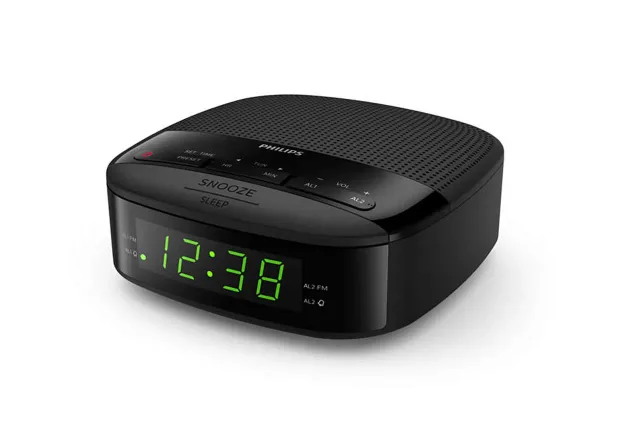 PHILIPS radio pulkstenis, melns