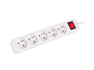Lanberg Cable Power Strip, 5X French Outlets with Switch, Quality-Grade Copper, 3 m, PS1-05E-0300-W