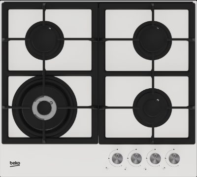 BEKO Hob, HILW64225SW, Gas, Number of burners/cooking zones 4, Knob, White