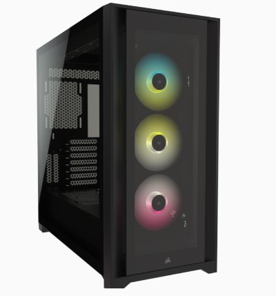 RGB Computer Case, iCUE 5000X, Side window, Black, ATX