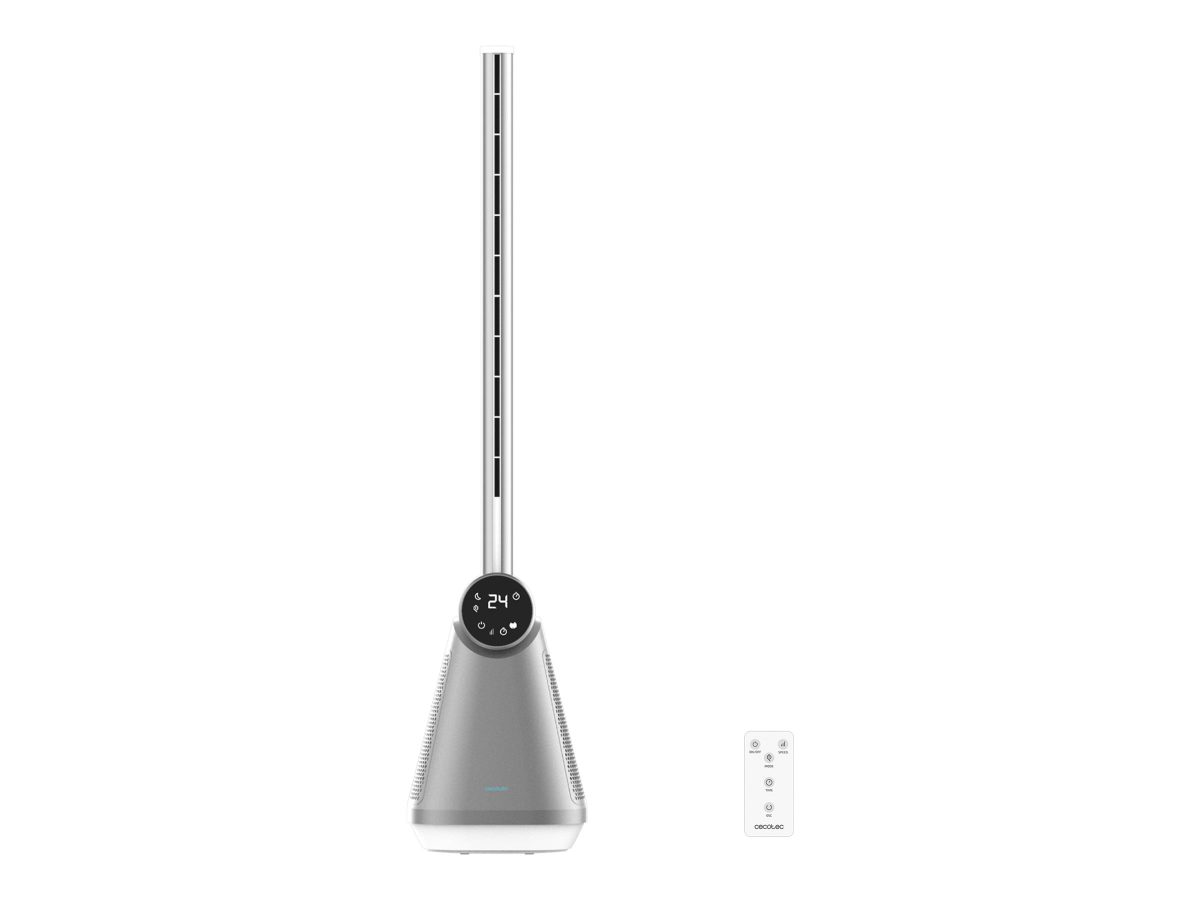 Cecotec EnergySilence 9890 Skyline Bladeless, Tower Fan, Stand Fan, 50 W, Diameter 23 cm, Number of speeds 3, Oscillation, Timer, Remote control, Grey/White