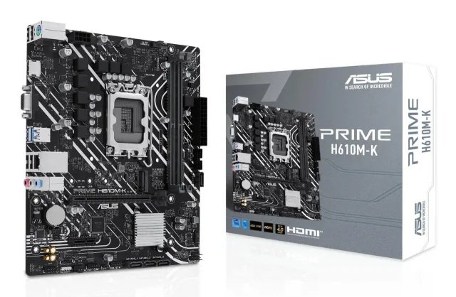 Mainboard|ASUS|Intel H610|LGA1700|Micro-ATX|Memory DDR5|Memory slots 2|1xPCI-Express 3.0 1x|1xPCI-Express 4.0 16x|1xM.2|1x15pin D-sub|1xHDMI|4xUSB 2.0|2xUSB 3.2|1xPS/2|1xRJ45|3xAudio port|PRIMEH610M-K