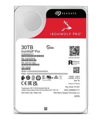 HDD, SEAGATE, IronWolf Pro, 30TB, 512 MB, 7200 rpm, 3,5", ST30000NT011