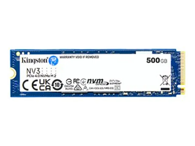 Kingston SSD | NV3 | 500 GB | SSD form factor M.2 2280 | Solid-state drive interface PCIe NVMe Gen 4.0 (x4) | Read speed 5000 MB/s | Write speed 3000 MB/s